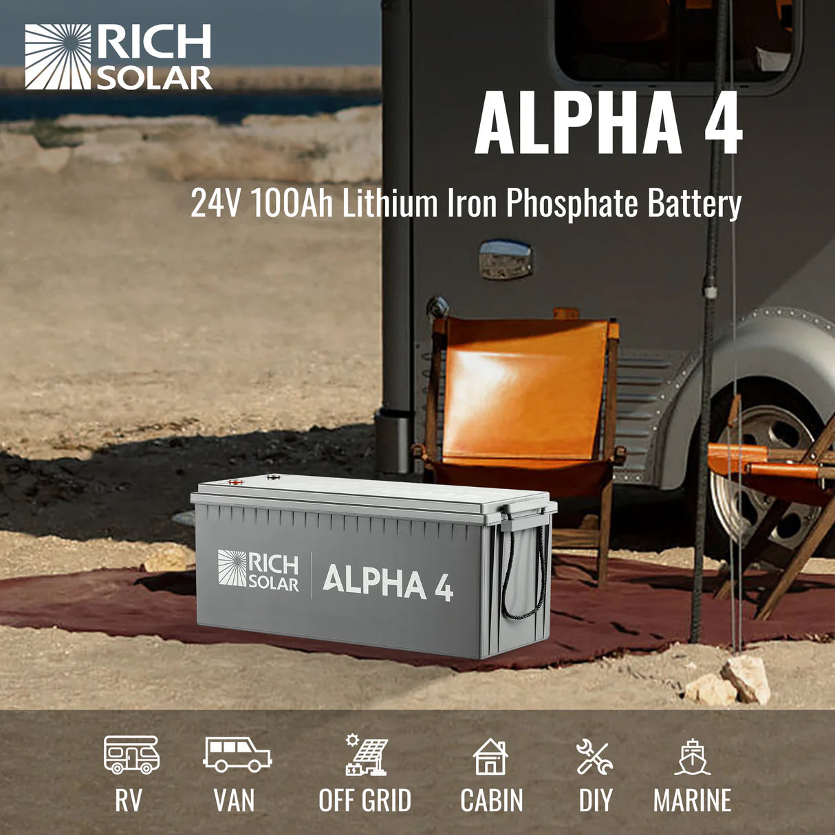 Rich Solar Alpha 4 | 24 V 100 Ah LiFePO₄ Off-Grid Battery | RS-B241S